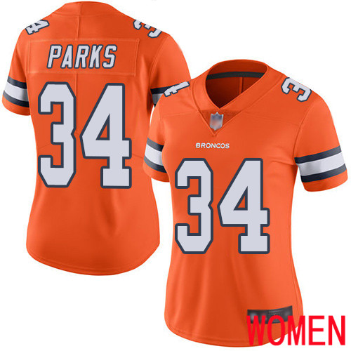Women Denver Broncos #34 Will Parks Limited Orange Rush Vapor Untouchable Football NFL Jersey